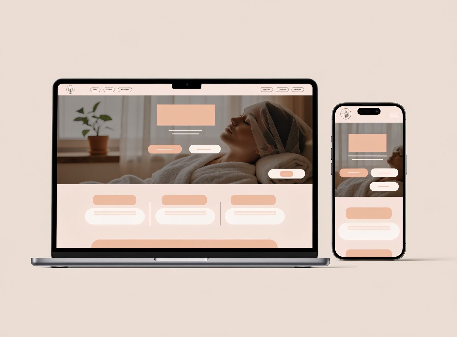 Med spa website concept shown on laptop and phone